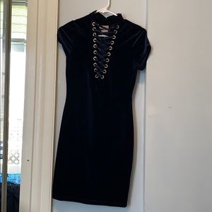 Navy velvet high neck dress excellent condition